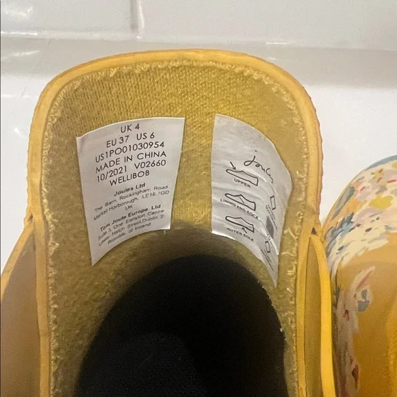 Joules Yellow Floral Ankle Rain Boots - Picture 5 of 8